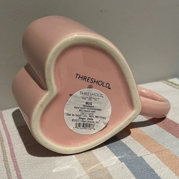 Heart-Shaped Threshold Pink Mug with Gold Rim - Picture 6 of 6